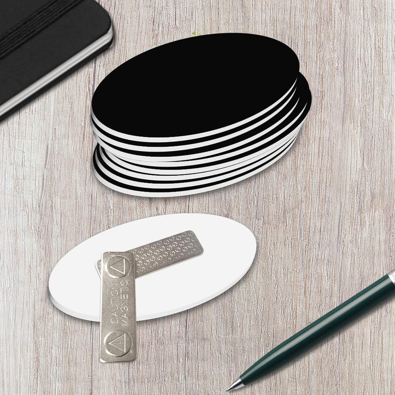 All Quality Oval Name Badge Blanks with Magnet - 10 Pack (Brushed Silver) - Image 2